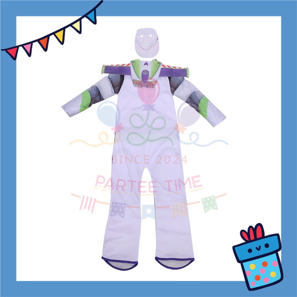 Partee Time Kids Buzz Lightyear Costume Theme with Adjustable Face Mask Halloween Cosplay Children Space Adventure