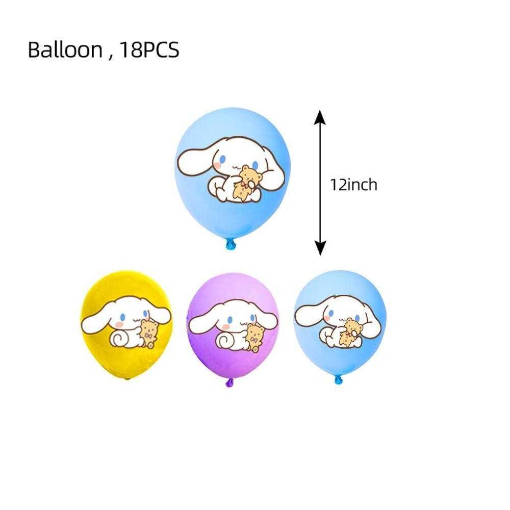 ParteeTime Kids Cinnamoroll Theme Decorations Birthday Party Balloon Banners Hang Swirls Backdrop Tablecloth Cake Topper