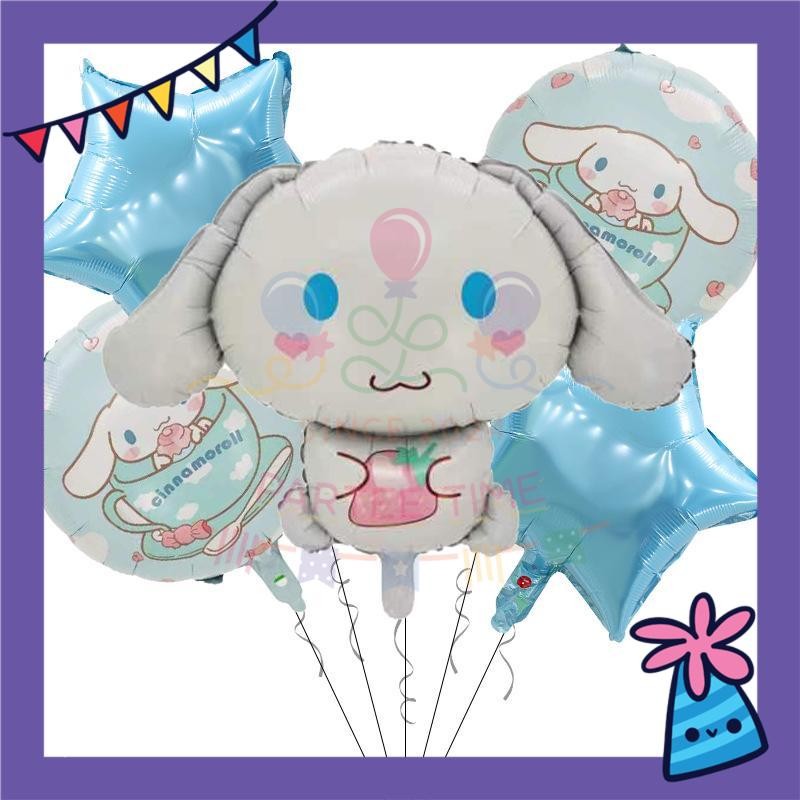 ParteeTime Kids Sanrio Cinnamoroll Kuromi Melody Birthday Party Decoration 5pcs Set Foil Balloon