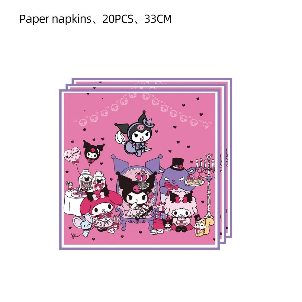 ParteeTime Kids Kuromi Birthday Theme Decorations Birthday Party Supplies Banners Backdrop Set Budak Hari Jadi Hiasan