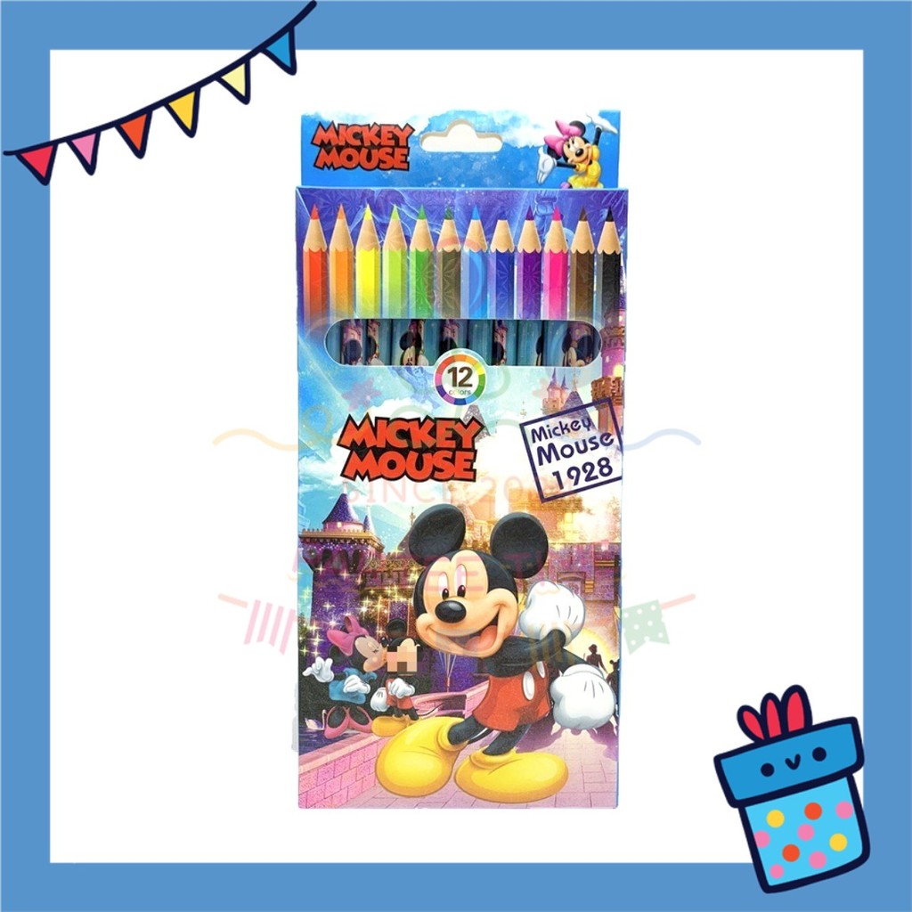 ParteetTime Kids Cute Cartoon 12pcs Color Pencil Non Toxic Coloring Stationery Set Birthday Party Gift Goodies Bag