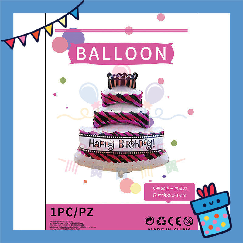 ParteeTime Kids 4D Sitting Teddy Bear Hugging Cake Themed Foil Balloon Birthday Party Decoration