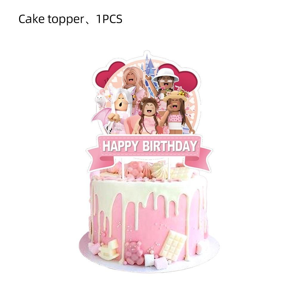 ParteeTime Kids Roblox Girls Theme Decorations Birthday Party Supplies Banners Backdrop Set Budak Hari Jadi Hiasan