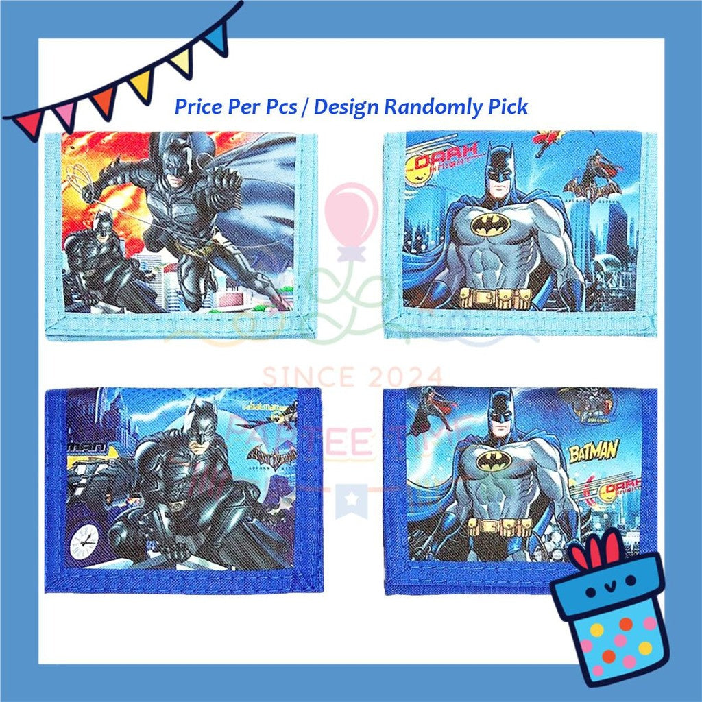 ParteeTime Kids Gifts Cute Cartoon Trifold Wallet Batman Doraemon Mario Dompet Lipat Kartun Comel Kanak-Kanak