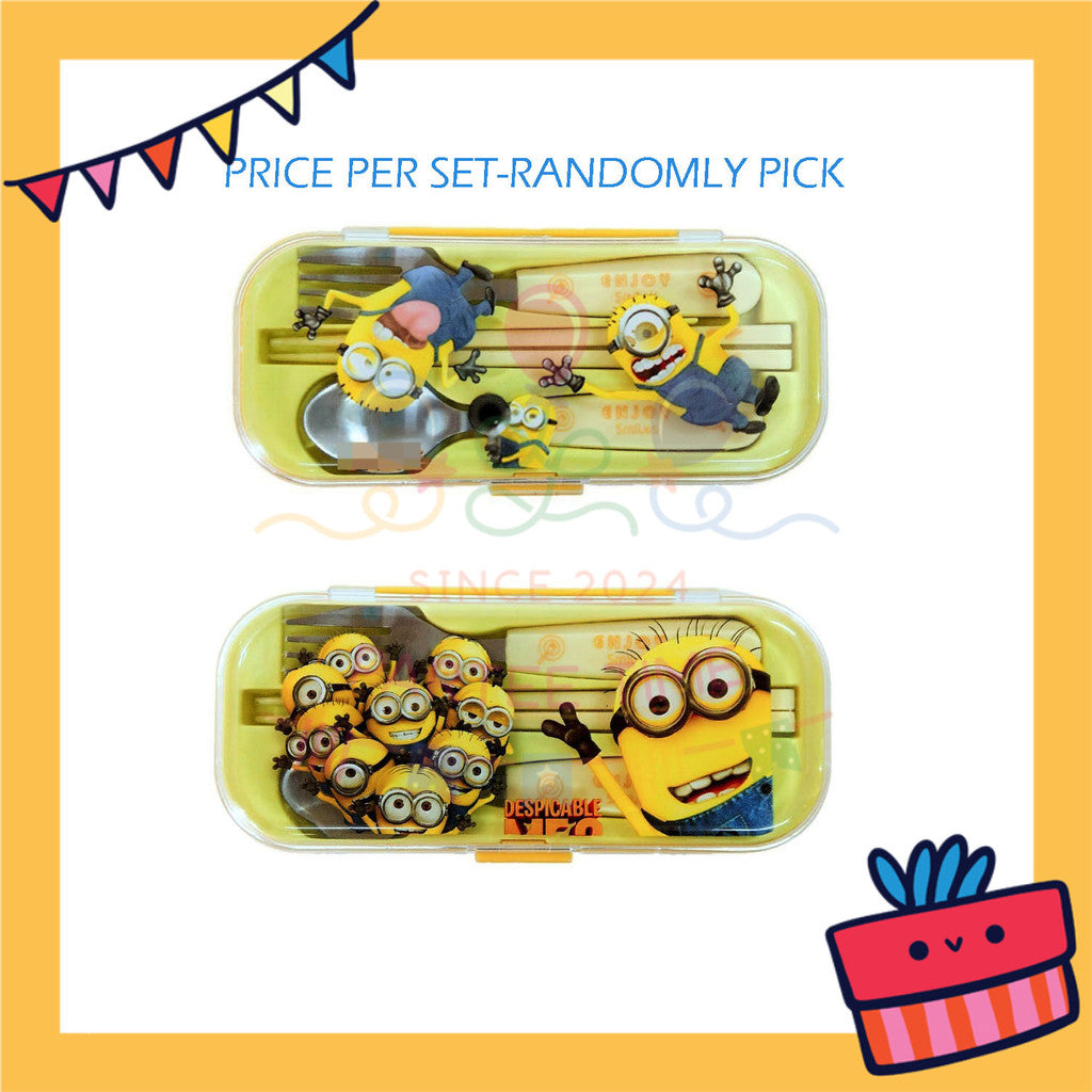 ParteetTime Kids Portable Stainless Steel Gift Set Cutlery Utensil Set Reusable Spoon Chopsticks Fork