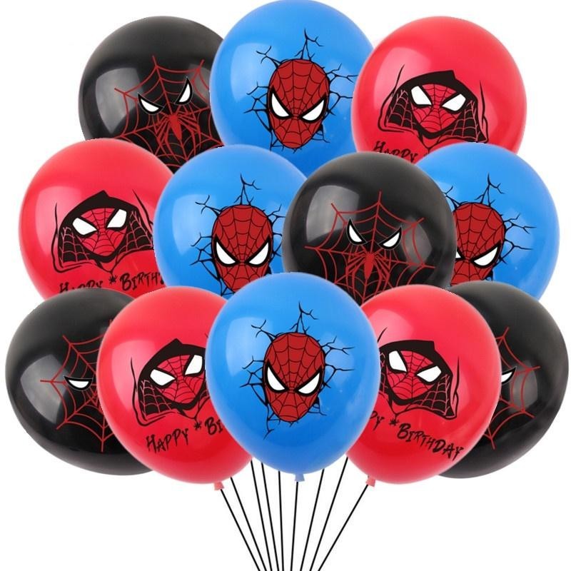 ParteeTime Kids Spiderman Theme Decorations Birthday Party Balloon Banners Hang Swirls Backdrop Tablecloth Cake Topper