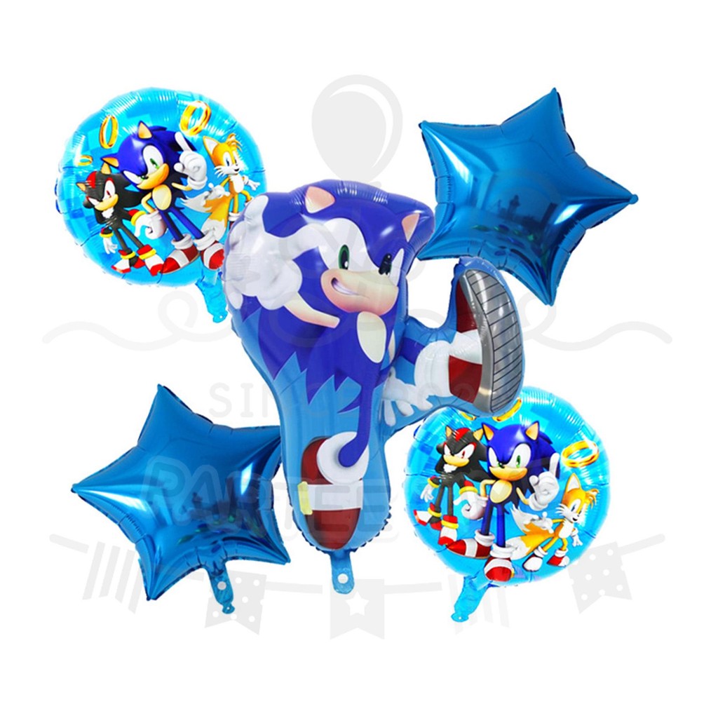 ParteeTime Kids Sonic Spiderman Naruto Birthday Party Decoration 5pcs Set Foil Balloon Set Belon Hari Jadi Kanak-Kanak
