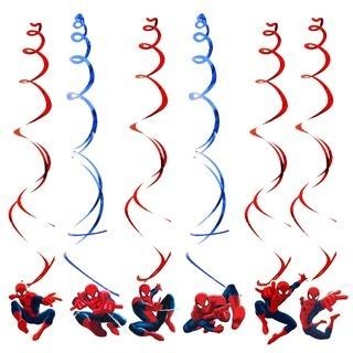ParteeTime Kids Spiderman Theme Decorations Birthday Party Balloon Banners Hang Swirls Backdrop Tablecloth Cake Topper