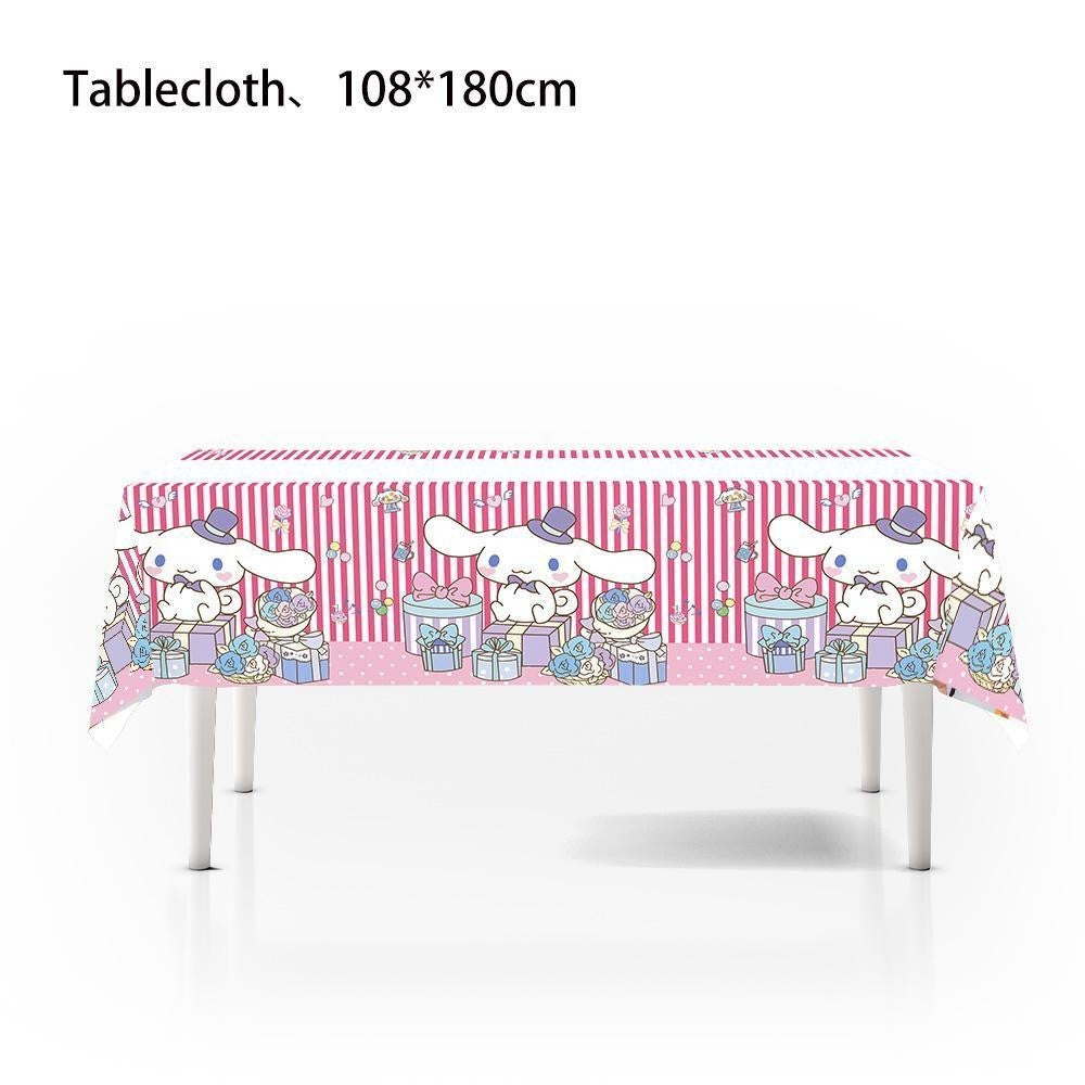 ParteeTime Kids Cinnamoroll Theme Decorations Birthday Party Balloon Banners Hang Swirls Backdrop Tablecloth Cake Topper