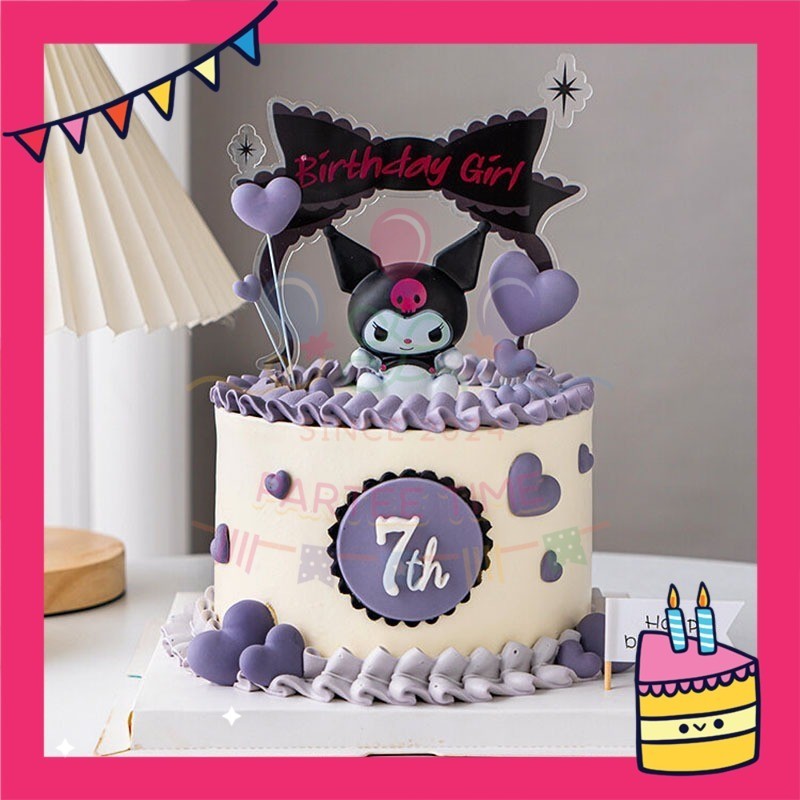 ParteeTime Kids Kuromi Cake Topper Cute Characters Figures Set Cake Decorative Baking Decoration Birthday Party