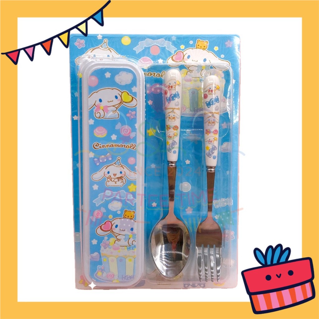 ParteetTime Kids Portable Stainless Steel Gift Set Cutlery Utensil Set Reusable Spoon Fork With Case
