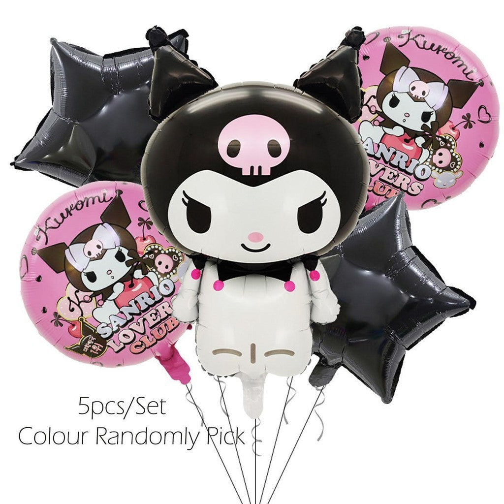 ParteeTime Kids Kuromi Birthday Theme Decorations Birthday Party Supplies Banners Backdrop Set Budak Hari Jadi Hiasan