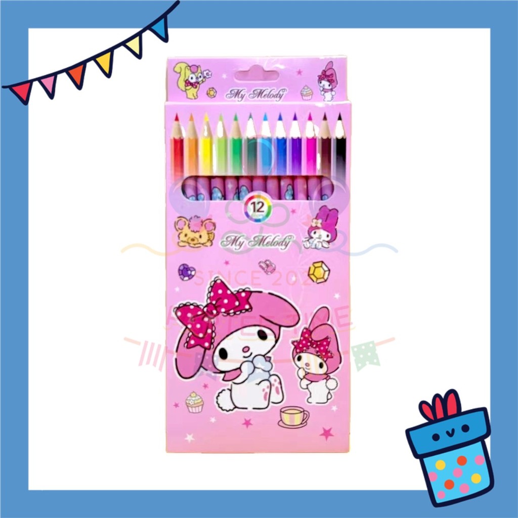 ParteetTime Kids Cute Cartoon 12pcs Color Pencil Non Toxic Coloring Stationery Set Birthday Party Gift Goodies Bag