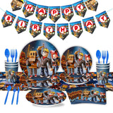 ParteeTime Kids Roblox Birthday Theme Decorations Party Balloon Banners Hang Swirls Backdrop Tablecloth Cake Topper