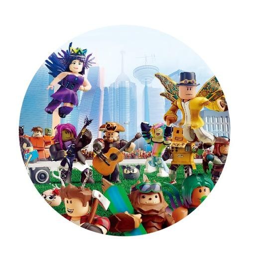 ParteeTime Kids Roblox Birthday Theme Decorations Party Balloon Banners Hang Swirls Backdrop Tablecloth Cake Topper