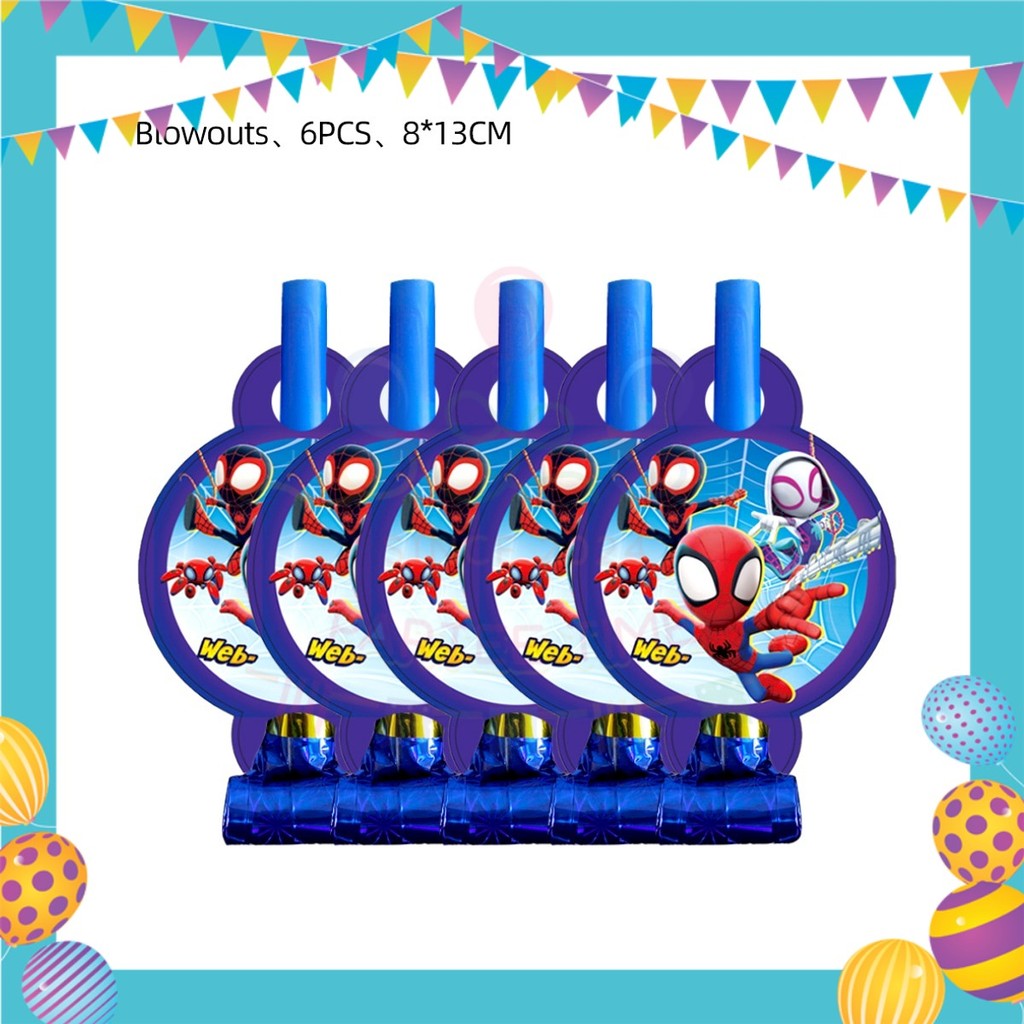 ParteeTime Kids Spidey And His Amazing Friends Birthday Theme Decorations Birthday Balloon Banner Hang Hiasan Hari Jadi