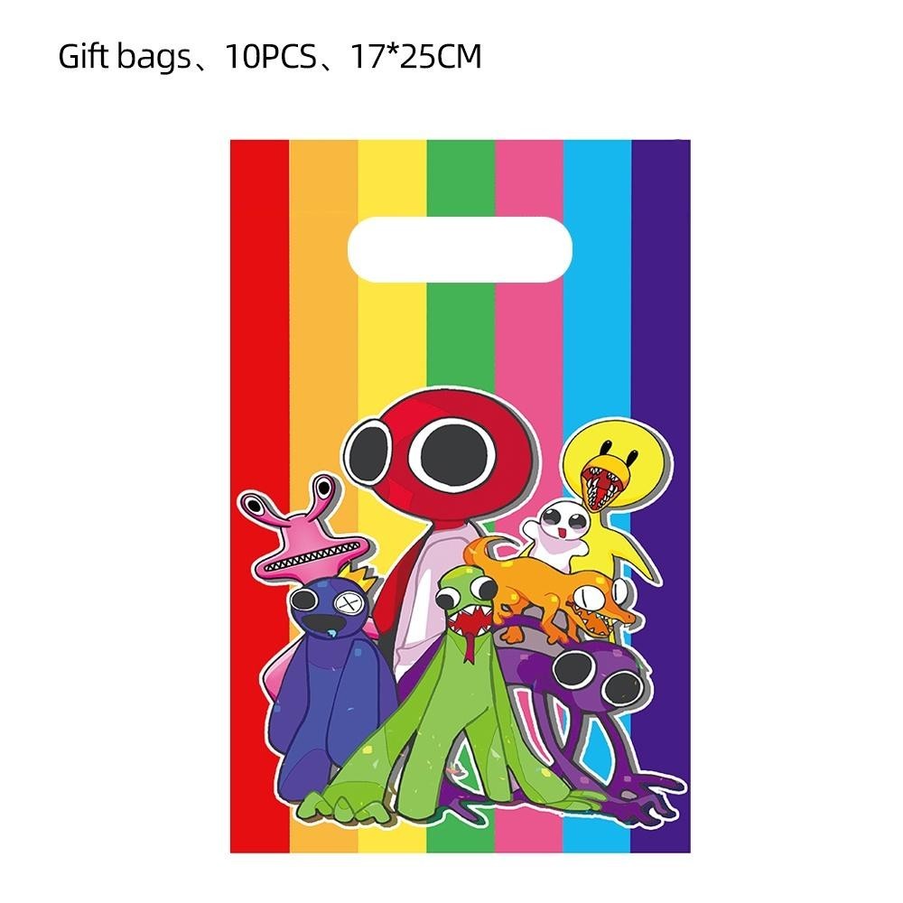 ParteeTime Kids Rainbow & Friends Theme Decorations Birthday Balloon Banner Hang Swirls Backdrop Tablecloth CakeTopper