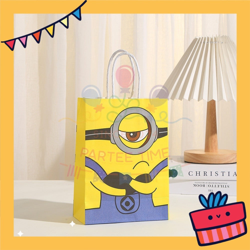 ParteeTime Birthday Kids 1pcs Banana Bla Bla Party Favor Gift Bags with Handle Paper Bag Doorgift Packaging Goodies Bag