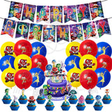 ParteeTime Kids Birthday Party Celebration Decoration Set InsideOut 4 in 1 Banner Balloon Cake Cupcake Topper Hari Jadi