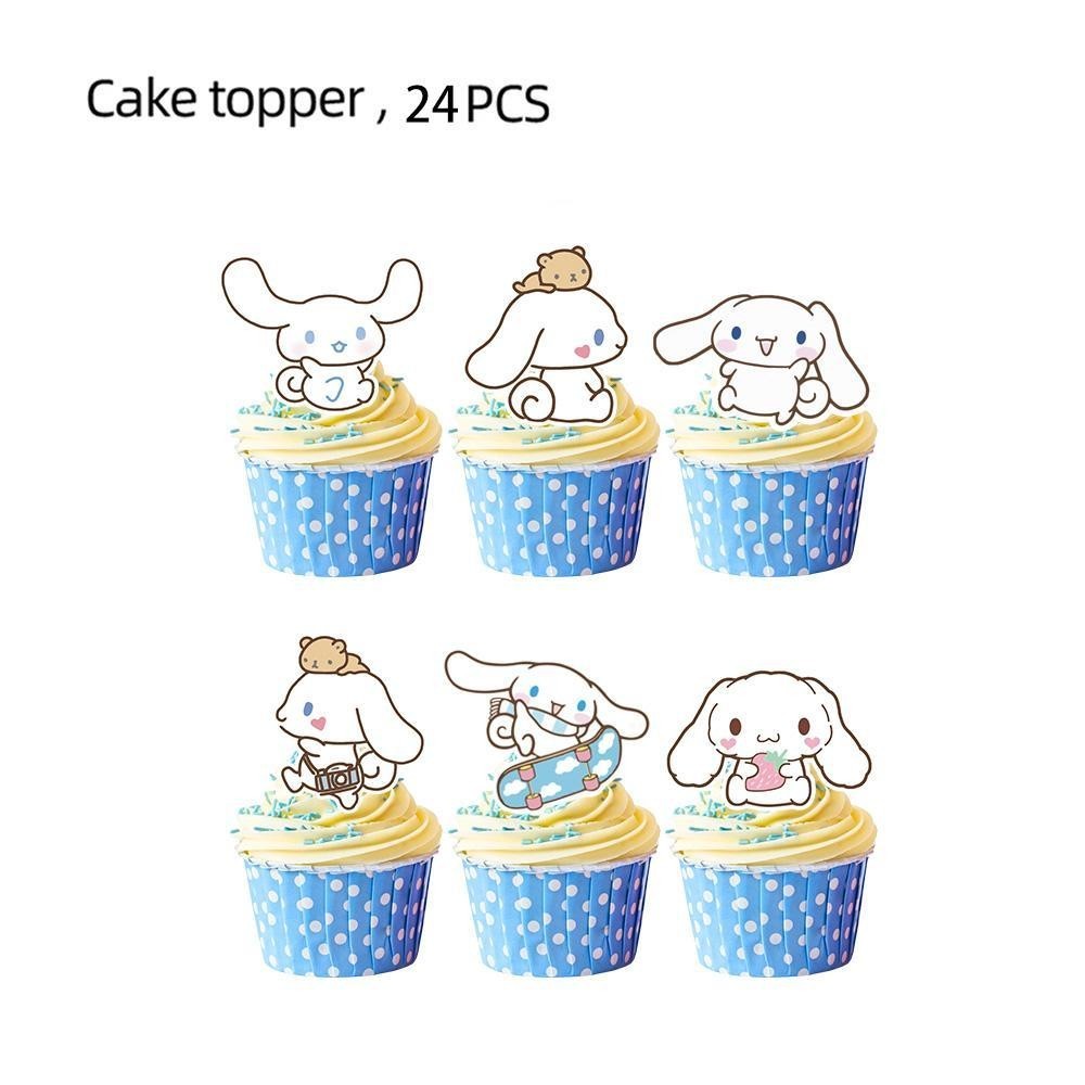 ParteeTime Kids Cinnamoroll Theme Decorations Birthday Party Balloon Banners Hang Swirls Backdrop Tablecloth Cake Topper