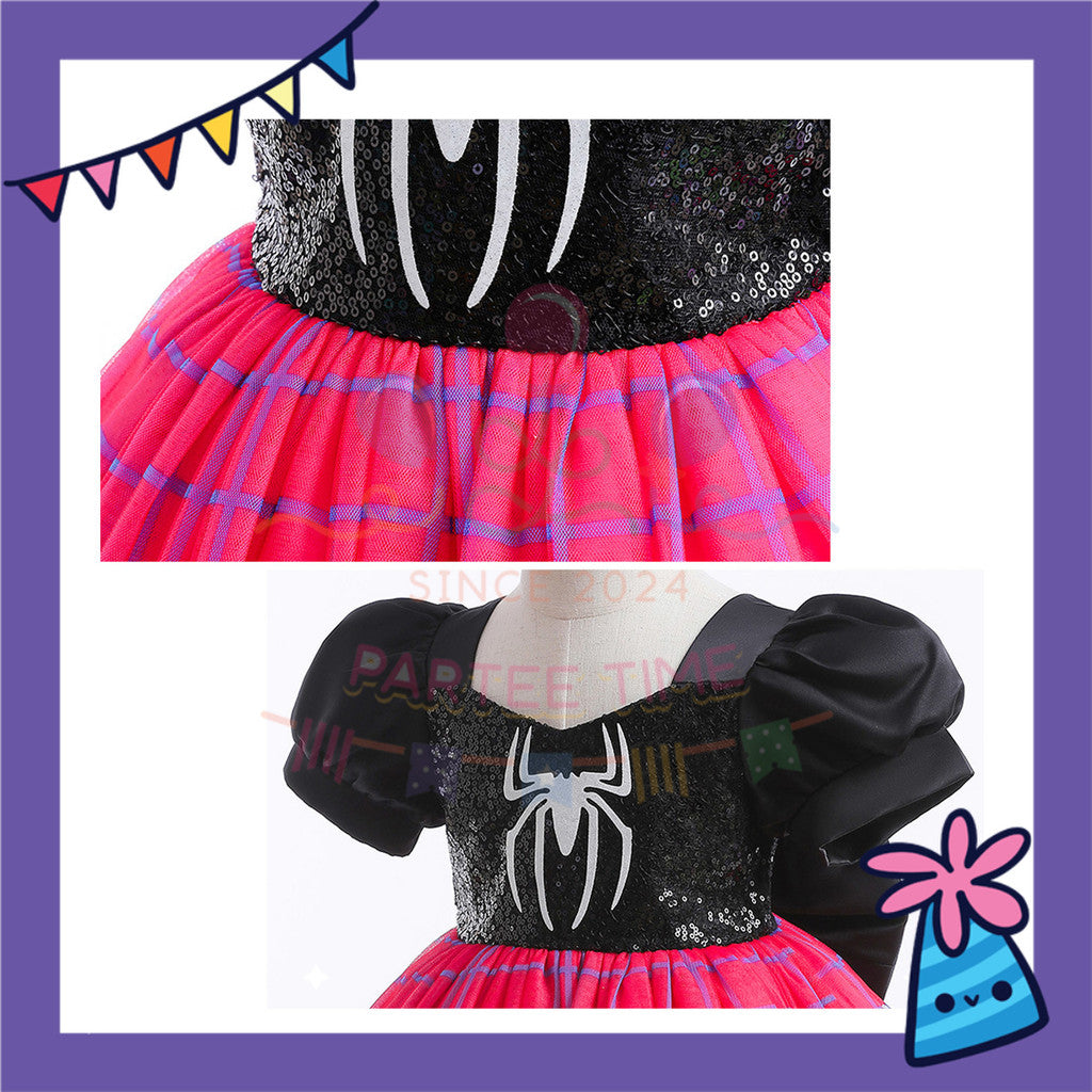 ParteeTime Kids Girl Spiderman Gwen Dress Cosplay Costumes Fancy Pakaian Budak Perempuan Spiderman Baju Kostum Labah