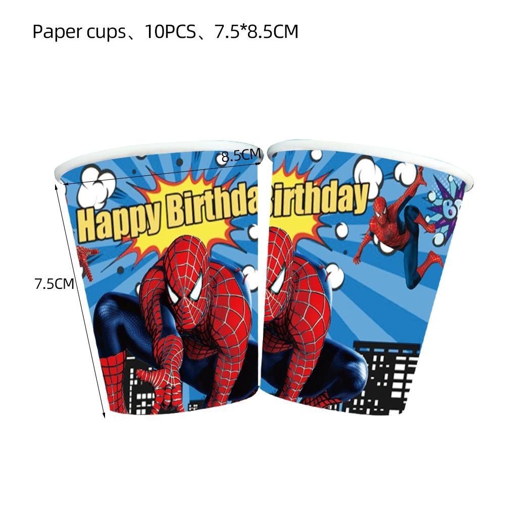 ParteeTime Kids Spiderman Theme Decorations Birthday Party Balloon Banners Hang Swirls Backdrop Tablecloth Cake Topper