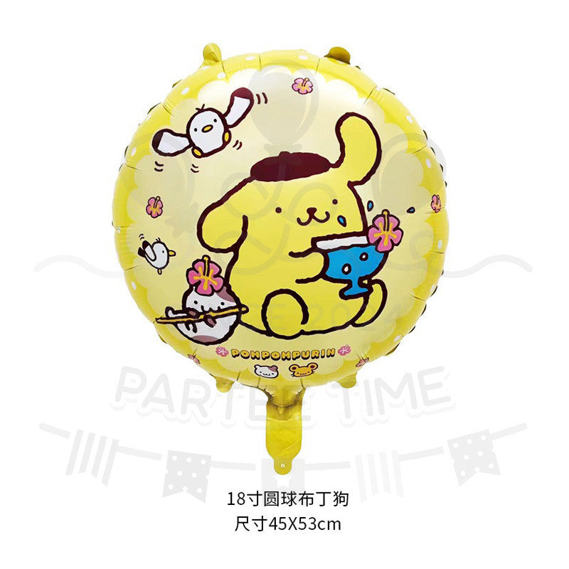 ParteeTime Kids Cute Sanrio Themed Foil Balloon Birthday Party Decoration Foil Belon Tema Comel Sanrio Hari Jadi Hiasan