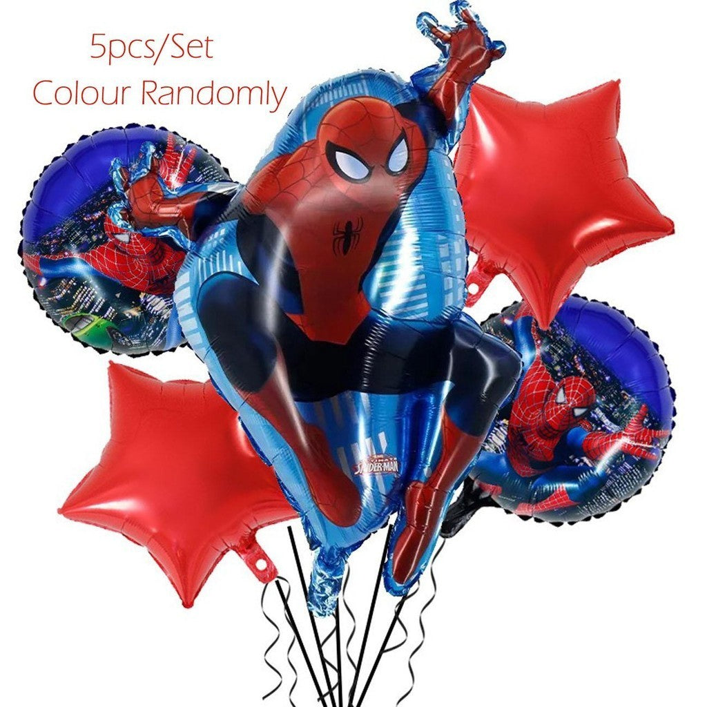 ParteeTime Kids Spiderman Theme Decorations Birthday Party Balloon Banners Hang Swirls Backdrop Tablecloth Cake Topper