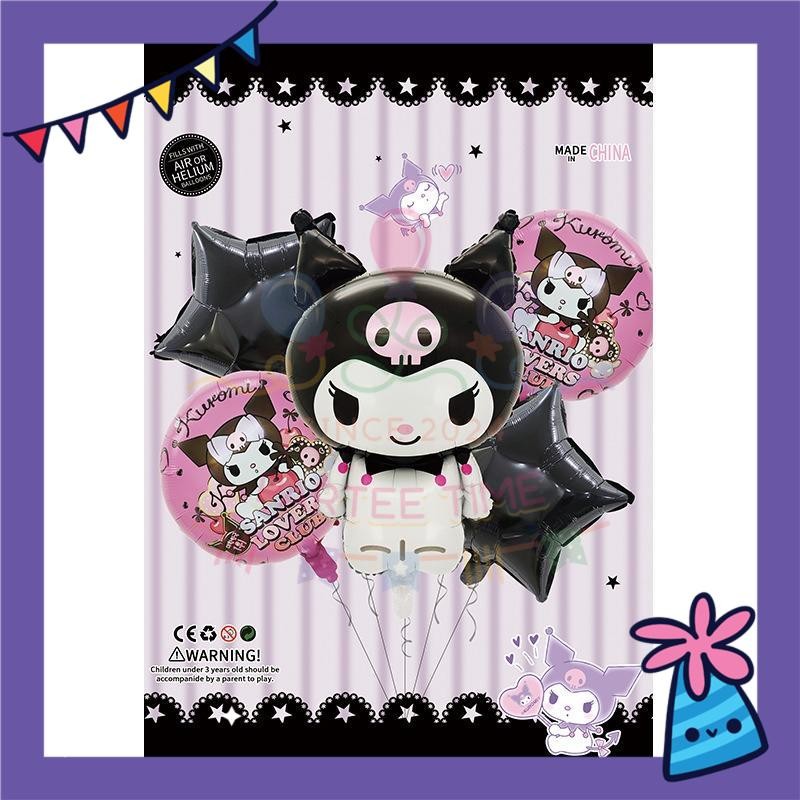 ParteeTime Kids Sanrio Cinnamoroll Kuromi Melody Birthday Party Decoration 5pcs Set Foil Balloon