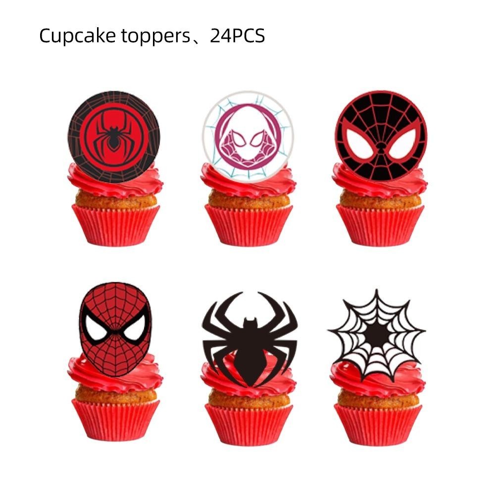 ParteeTime Kids Spiderman Theme Decorations Birthday Party Balloon Banners Hang Swirls Backdrop Tablecloth Cake Topper