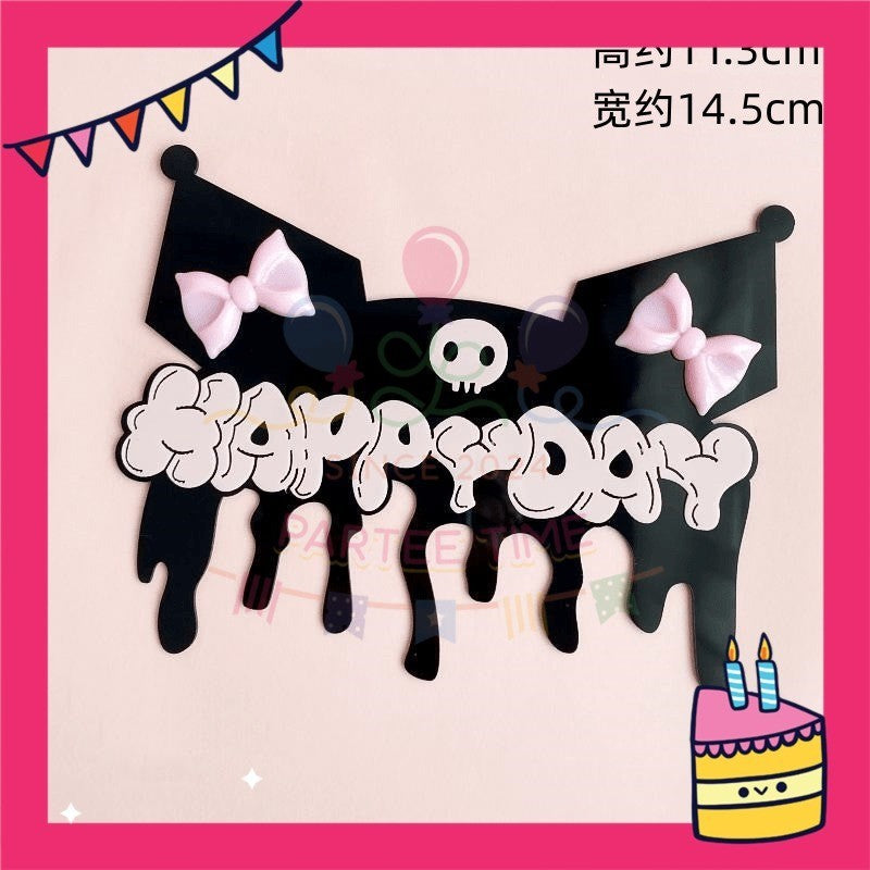 ParteeTime Kids Kuromi Cake Topper Cute Characters Figures Set Cake Decorative Baking Decoration Birthday Party