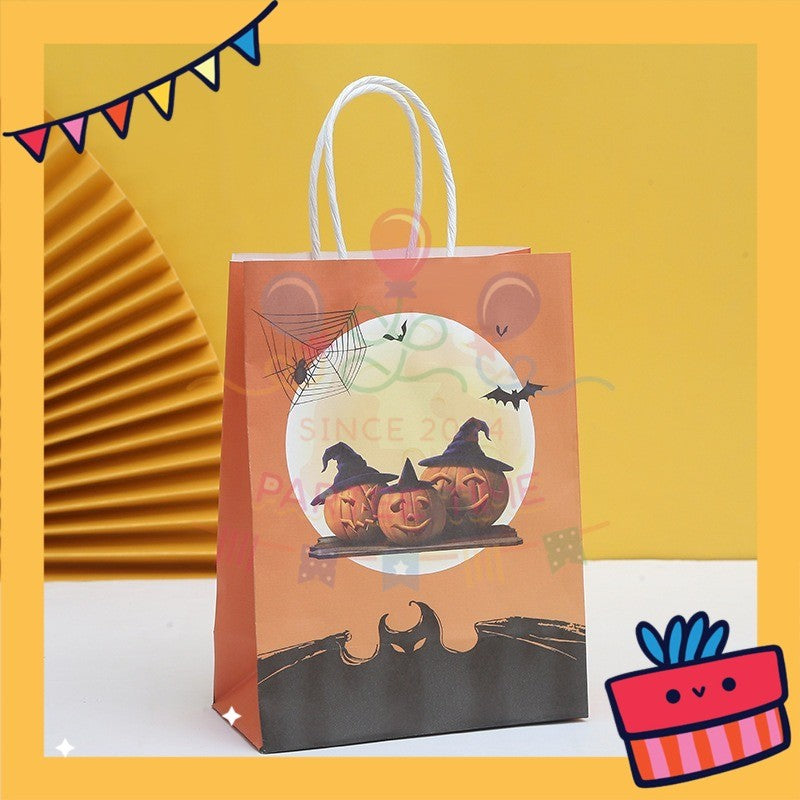 ParteeTime Birthday Kids 1pcs Halloween Party Favor Gift Bags with Handle Paper Bag Doorgift Packaging Goodies