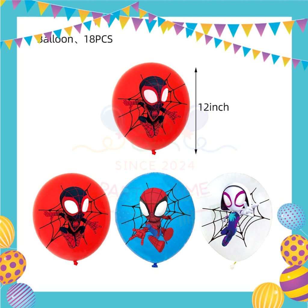 ParteeTime Kids Spidey And His Amazing Friends Birthday Theme Decorations Birthday Balloon Banner Hang Hiasan Hari Jadi