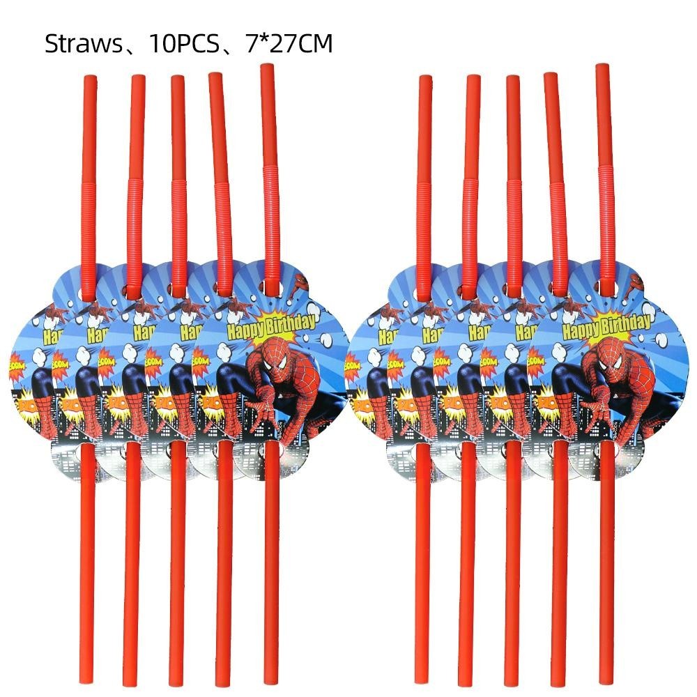 ParteeTime Kids Spiderman Theme Decorations Birthday Party Balloon Banners Hang Swirls Backdrop Tablecloth Cake Topper