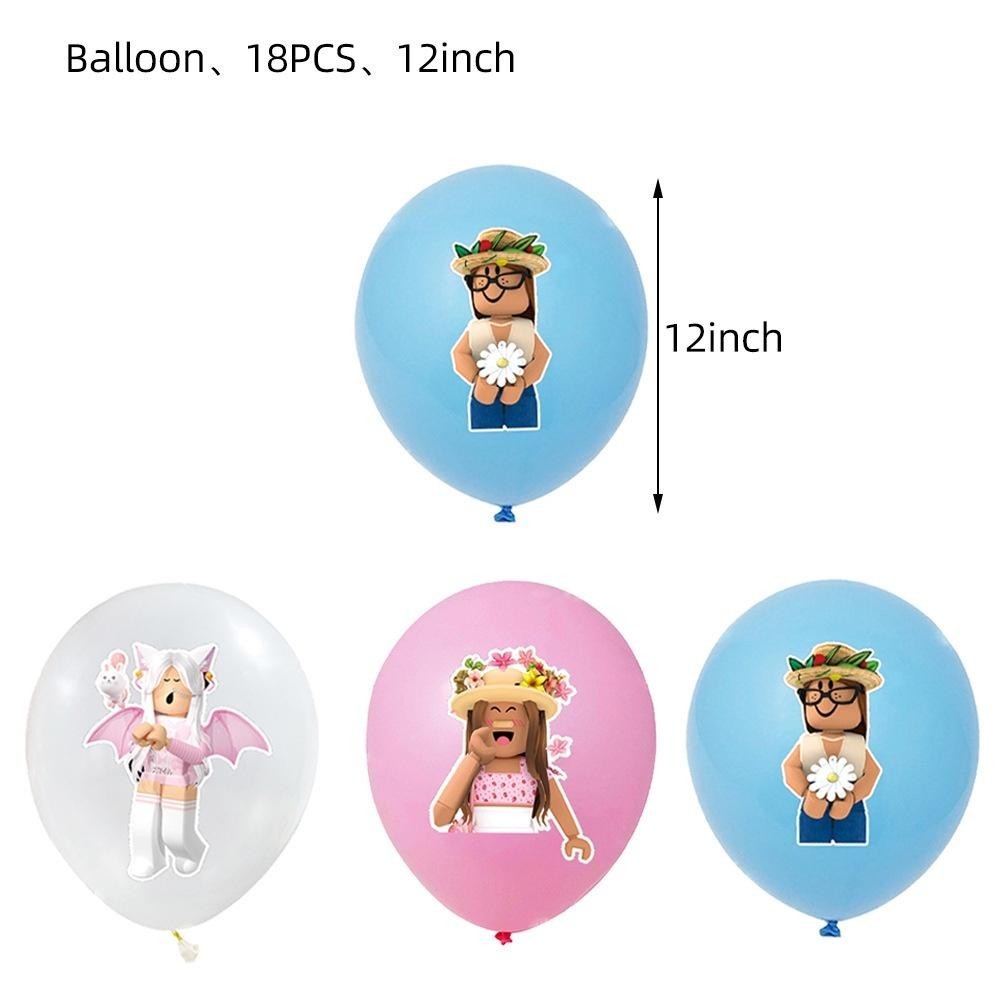 ParteeTime Kids Roblox Girls Theme Decorations Birthday Party Supplies Banners Backdrop Set Budak Hari Jadi Hiasan