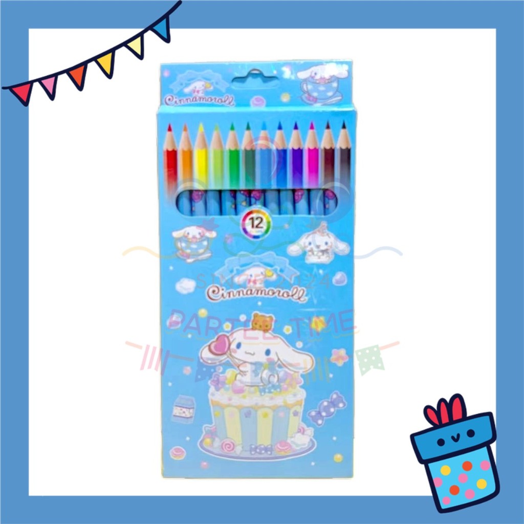 ParteetTime Kids Cute Cartoon 12pcs Color Pencil Non Toxic Coloring Stationery Set Birthday Party Gift Goodies Bag