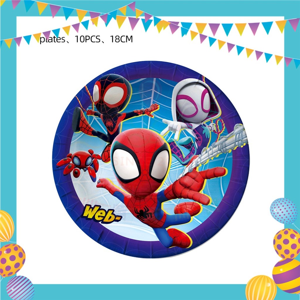 ParteeTime Kids Spidey And His Amazing Friends Birthday Theme Decorations Birthday Balloon Banner Hang Hiasan Hari Jadi