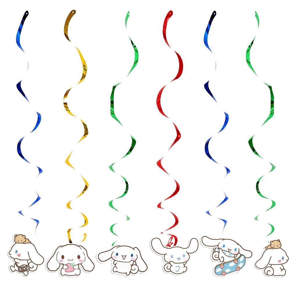 ParteeTime Kids Cinnamoroll Theme Decorations Birthday Party Balloon Banners Hang Swirls Backdrop Tablecloth Cake Topper