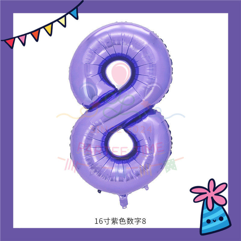ParteeTime Purple Digital Foil Ballon 16 Inch 0 Number Balloon Birthday Party Foil Balloons Vibrant Shiny Decorations