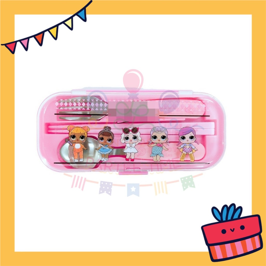 ParteetTime Kids Portable Stainless Steel Gift Set Cutlery Utensil Set Reusable Spoon Chopsticks Fork