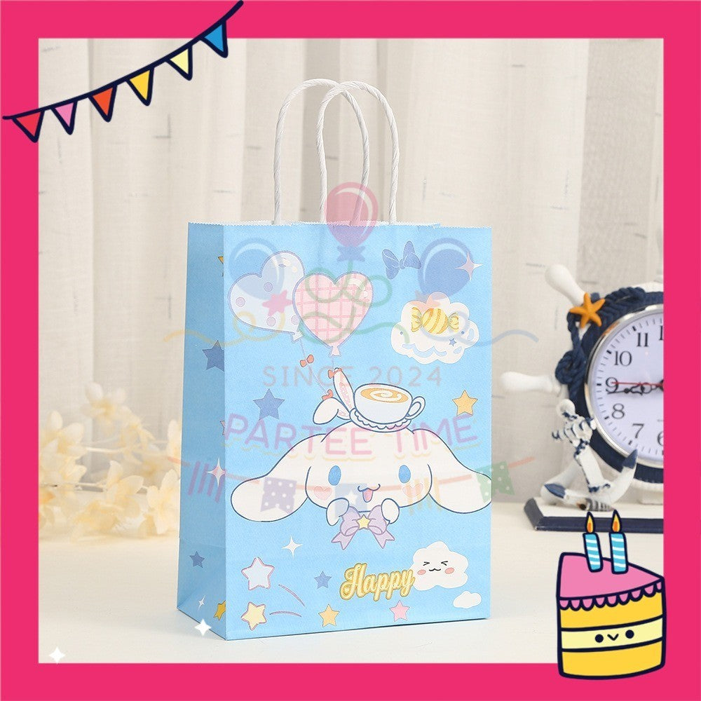 ParteeTime Birthday Kids 1pcs Kuromi My Melody Cinnamoroll Gift Bags with Handle Paper Bag Doorgift Bag Gift Beg Hadiah