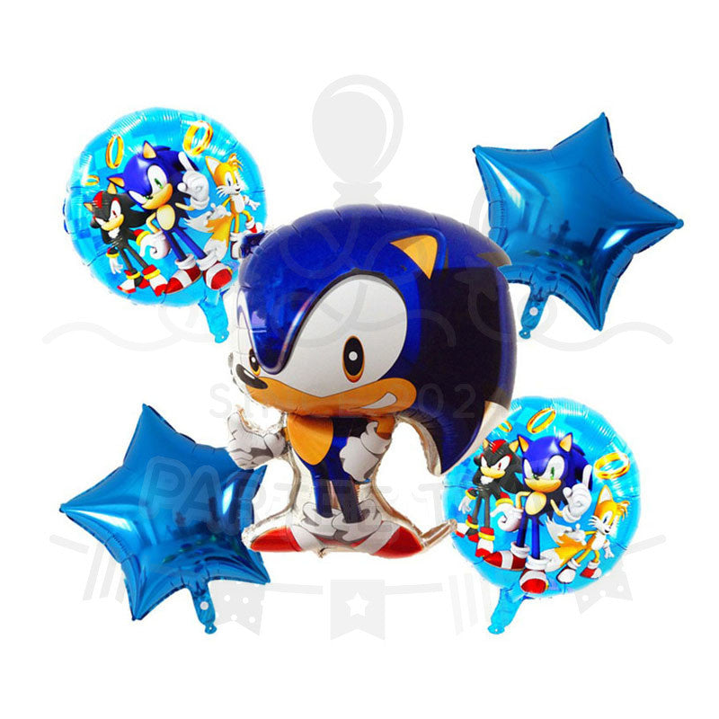 ParteeTime Kids Sonic Themed Foil Balloon Birthday Party Decoration Foil Belon Tema Sonic Hari Jadi Hiasan