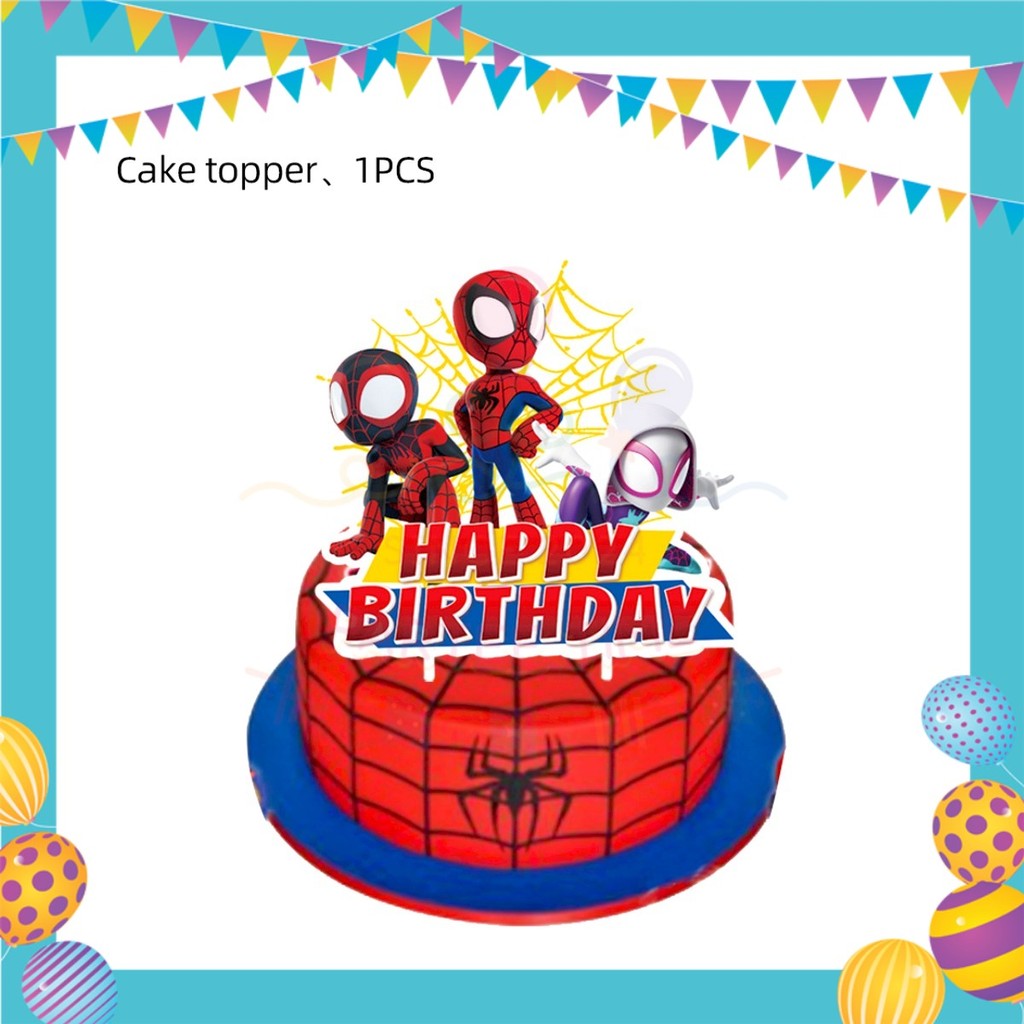 ParteeTime Kids Spidey And His Amazing Friends Birthday Theme Decorations Birthday Balloon Banner Hang Hiasan Hari Jadi
