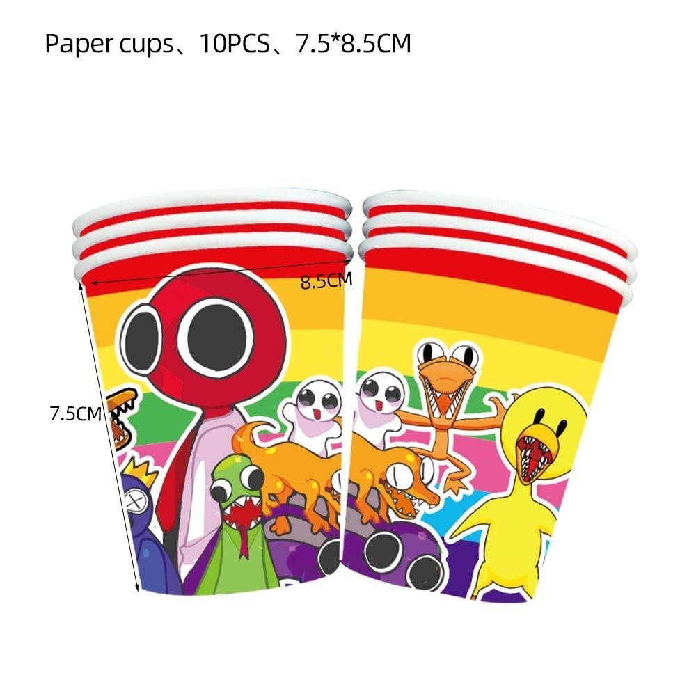 ParteeTime Kids Rainbow & Friends Theme Decorations Birthday Balloon Banner Hang Swirls Backdrop Tablecloth CakeTopper