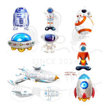 ParteeTime Kids Rocket NASA Astronaut Spaceship Star Wars Robot UFO Themed Foil Balloon Birthday Party Decoration