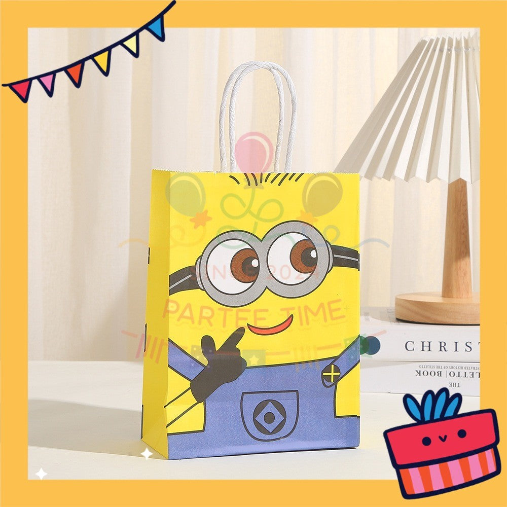 ParteeTime Birthday Kids 1pcs Banana Bla Bla Party Favor Gift Bags with Handle Paper Bag Doorgift Packaging Goodies Bag