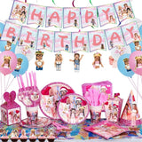 ParteeTime Kids Roblox Girls Theme Decorations Birthday Party Supplies Banners Backdrop Set Budak Hari Jadi Hiasan