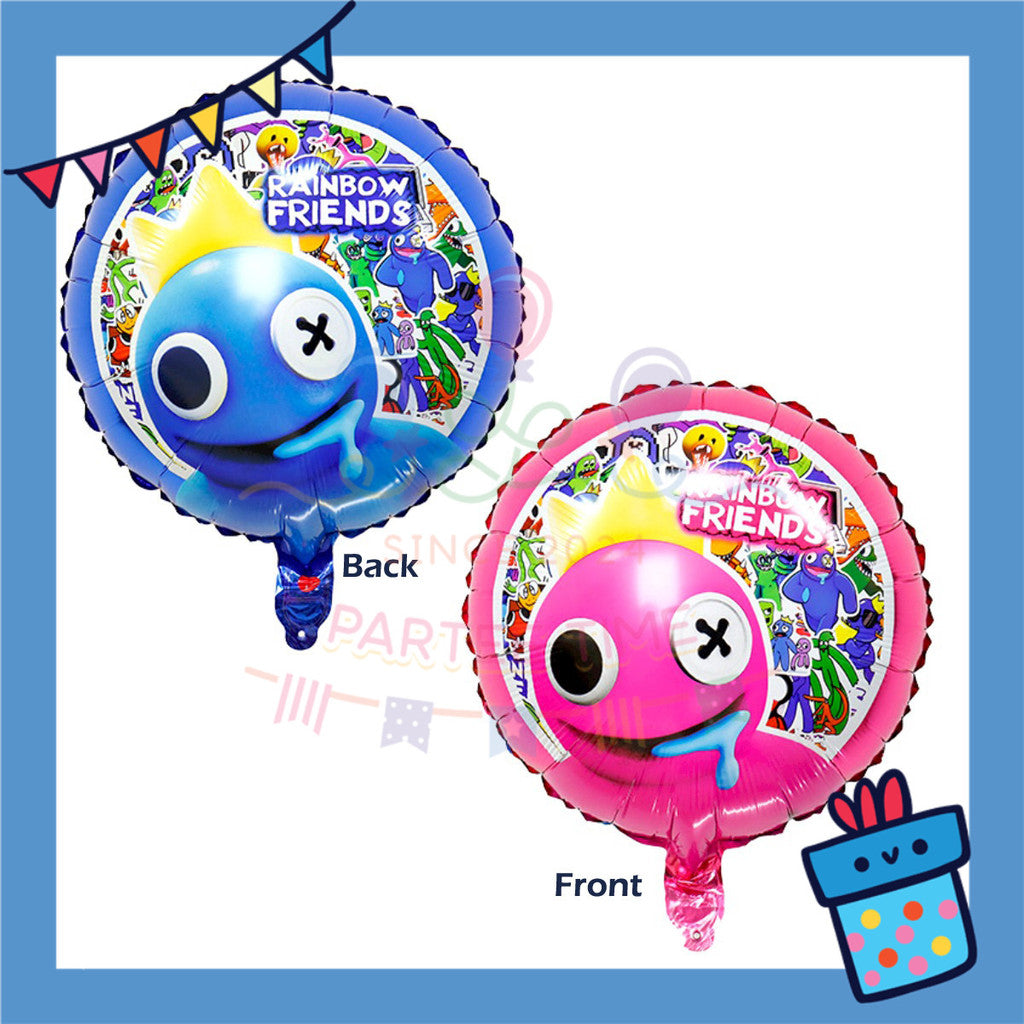 ParteeTime Kids Cute Rainbow Friends Themed Foil Balloon Birthday Party Decoration Belon Tema Parti Hari Jadi Hiasan
