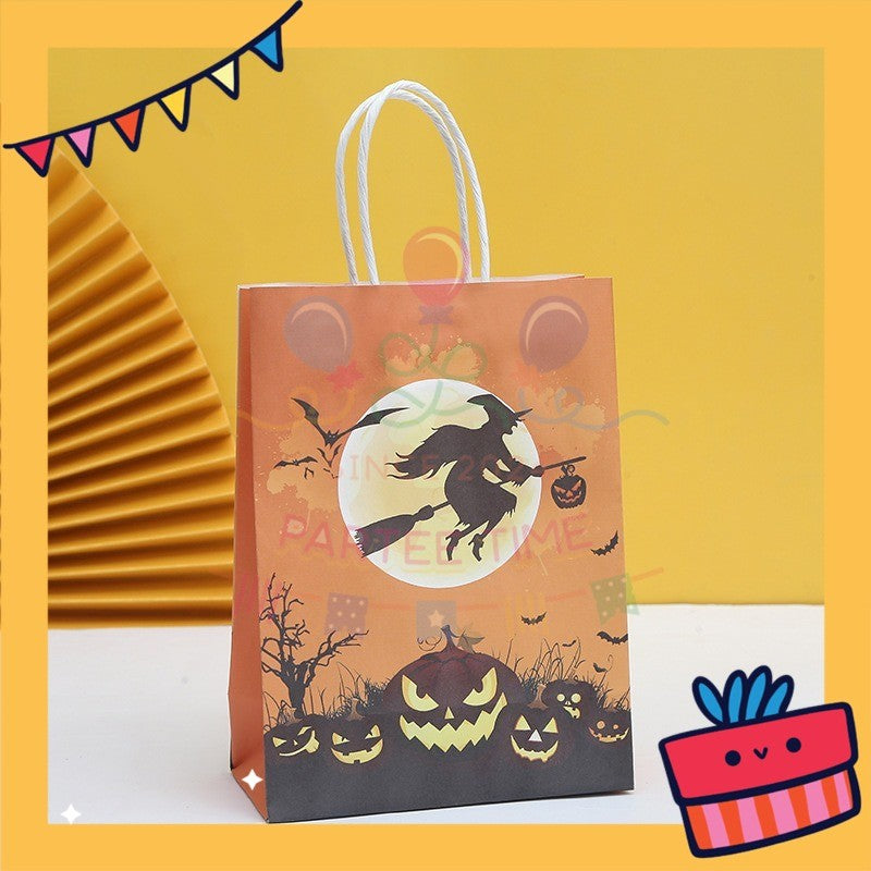 ParteeTime Birthday Kids 1pcs Halloween Party Favor Gift Bags with Handle Paper Bag Doorgift Packaging Goodies