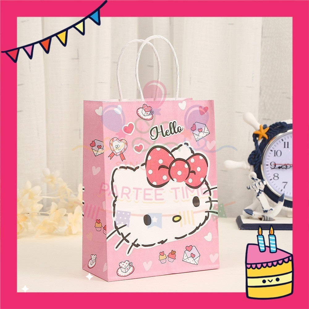 ParteeTime Birthday Kids 1pcs Kuromi My Melody Cinnamoroll Gift Bags with Handle Paper Bag Doorgift Bag Gift Beg Hadiah